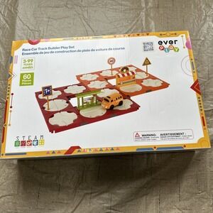 Ever Play 60 pcs Race Car Track Building Set With Accessories For Kids 3+ STEAM